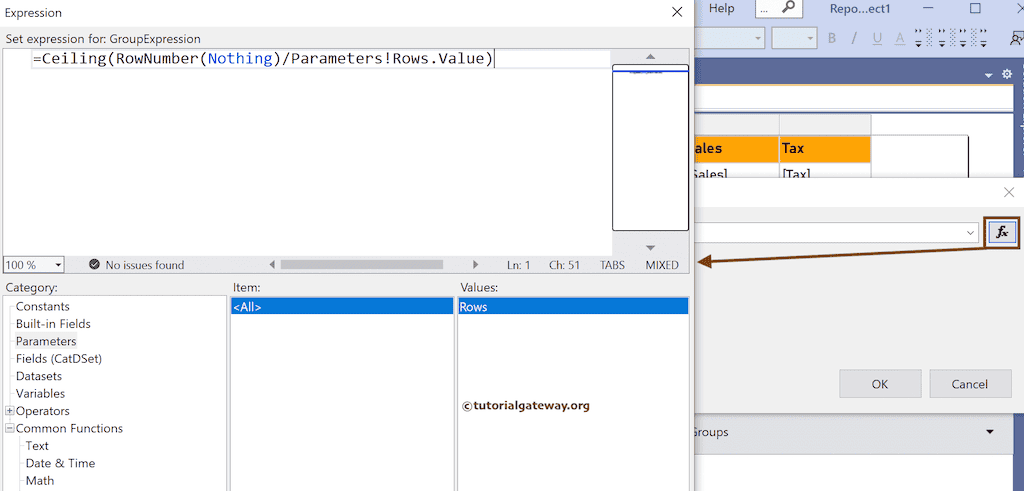 Expression to Limit Rows Per Page using SSRS Parameter