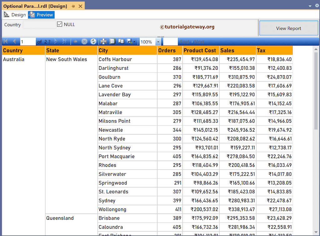 Optional SSRS Report Parameter using a Query Level Preview