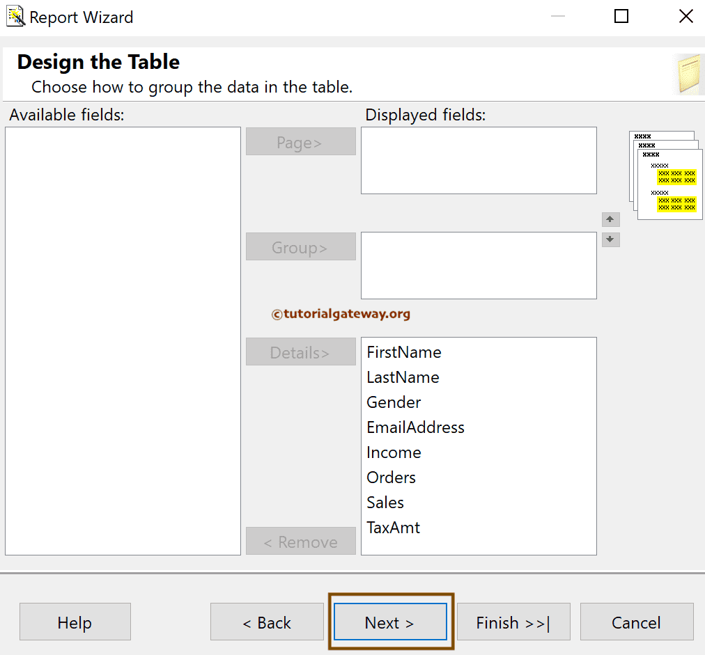 Add Fields to table Details