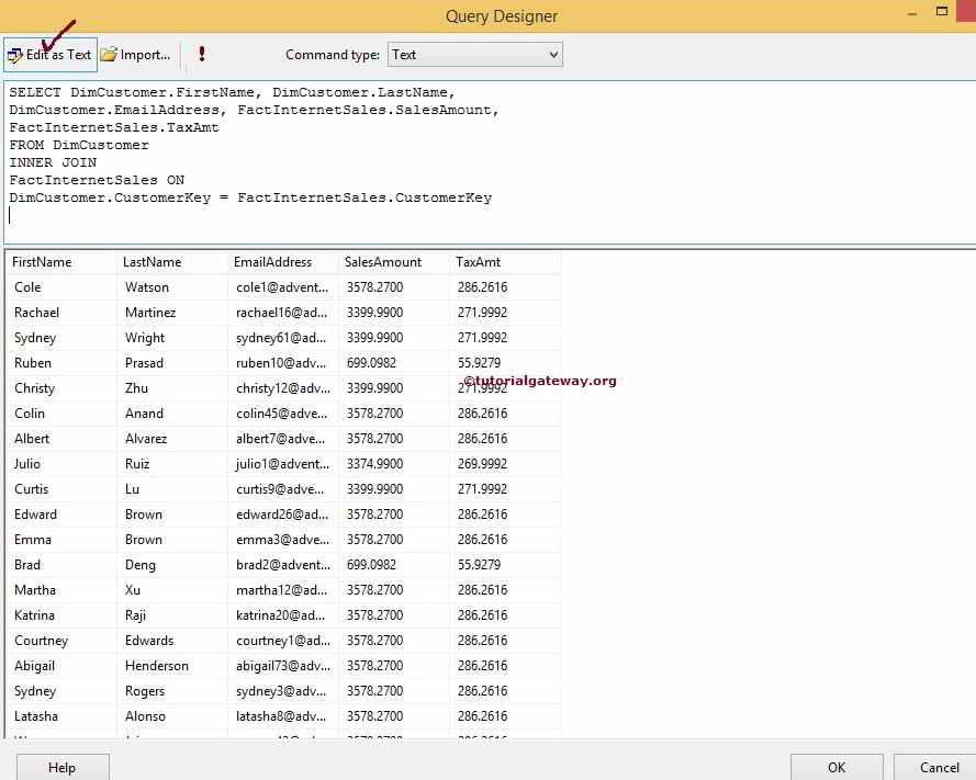 SSRS Query Designer edit As a Text 7