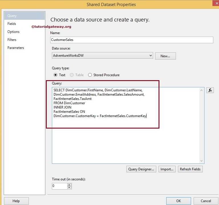 Final DataSet from Query Designer 8
