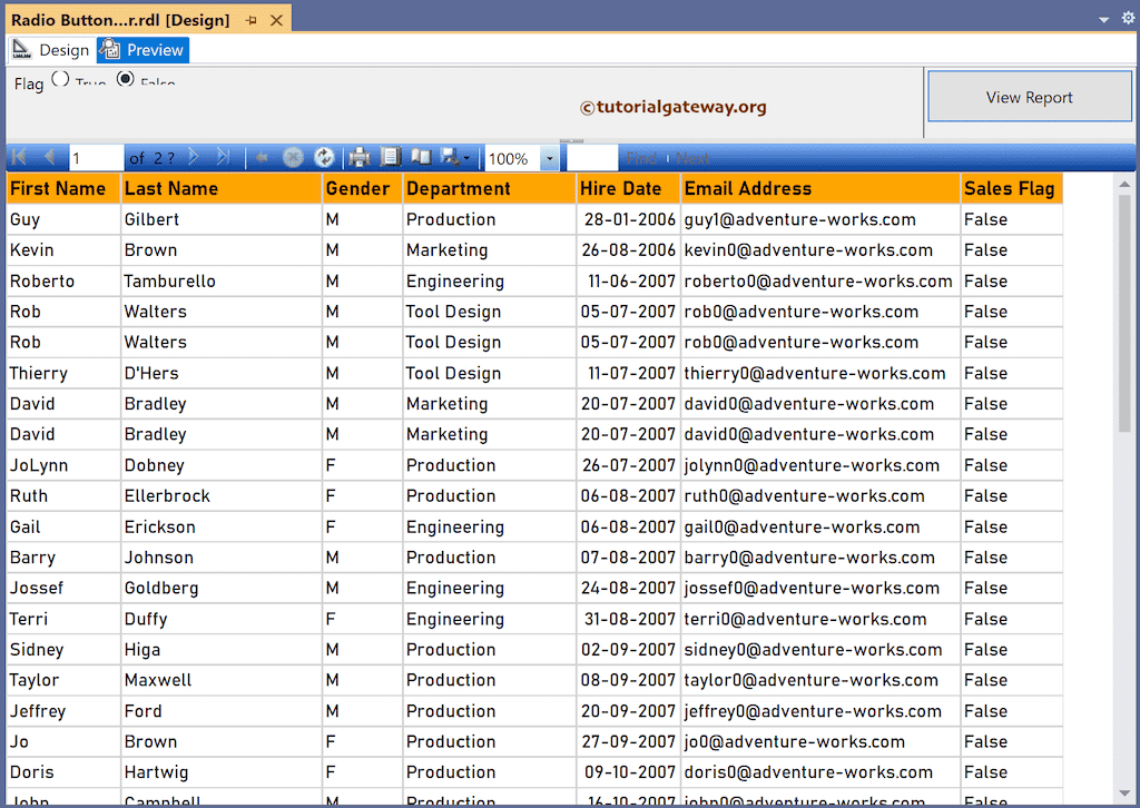Radio Buttons as SSRS Report Parameters Preview