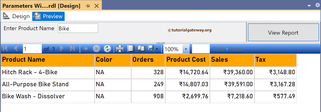 Report Parameters Wildcard Search Preview