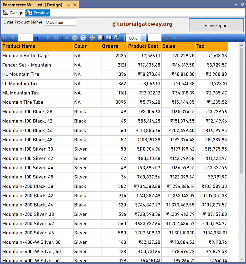 SSRS Report Parameters Wildcard Search Preview 2