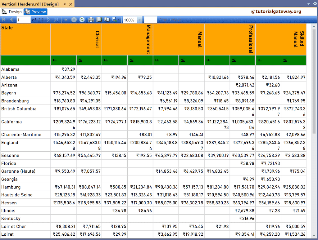 Rotate SSRS Report Headers to Vertical Preview