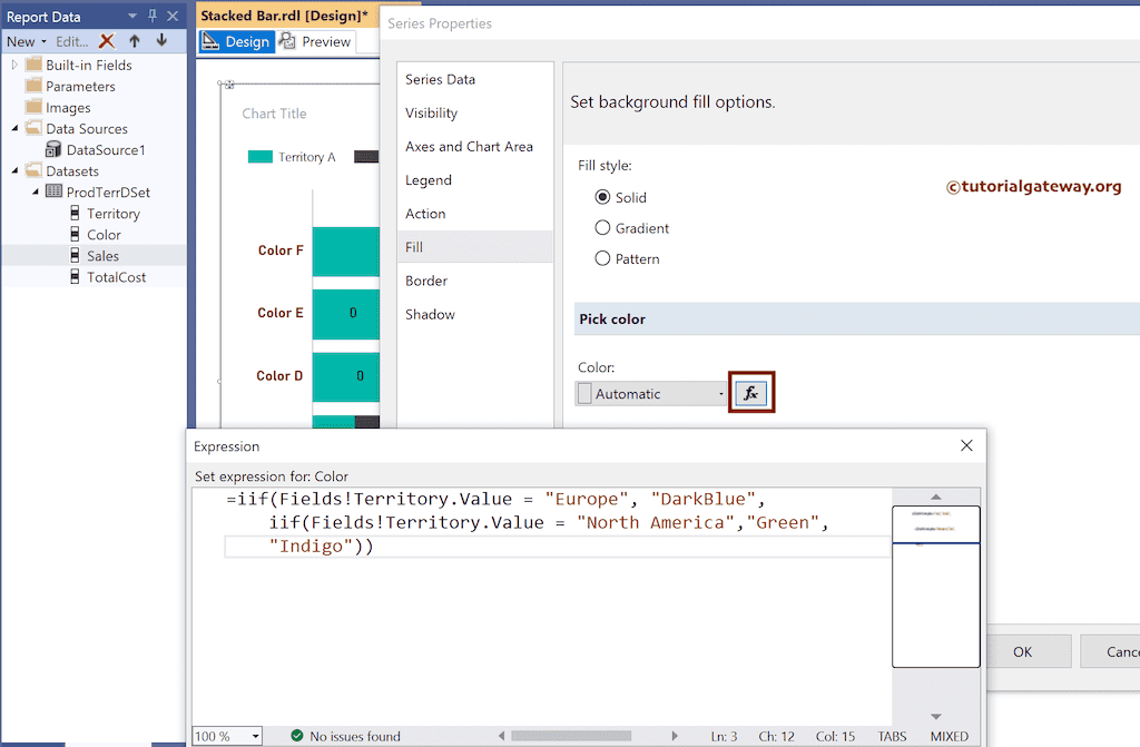 Expression to Change Stacked Bar Graph Colors
