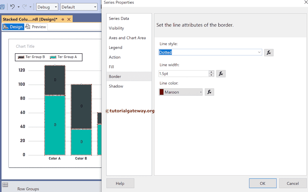 Change Border colors of a Stacked Column Chart
