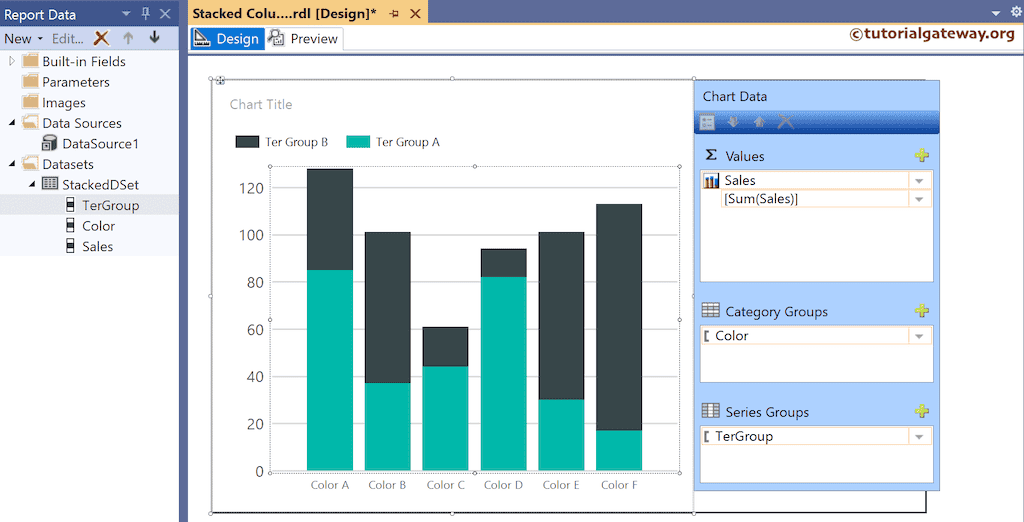 Add columns to Values, Category, and Series Groups