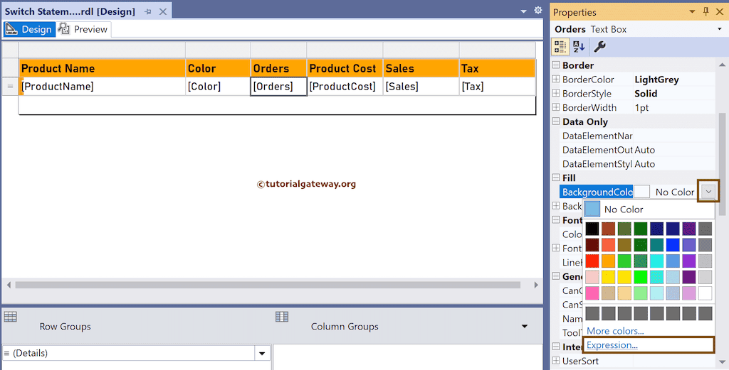 Background Color Expression