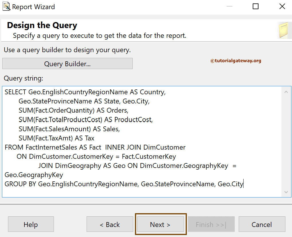 Sql Query for DataSet