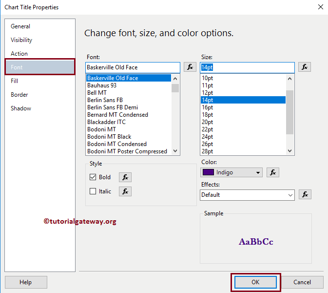 Format Radar Chart Title Font