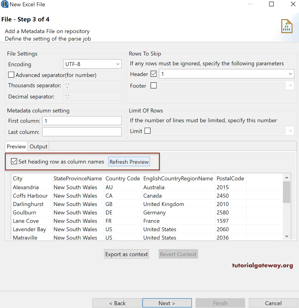 Read Excel File in Talend 7