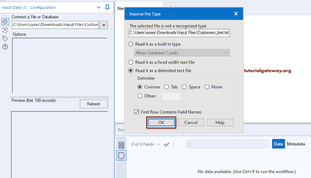 Choose the Delimiter while Reading Text File