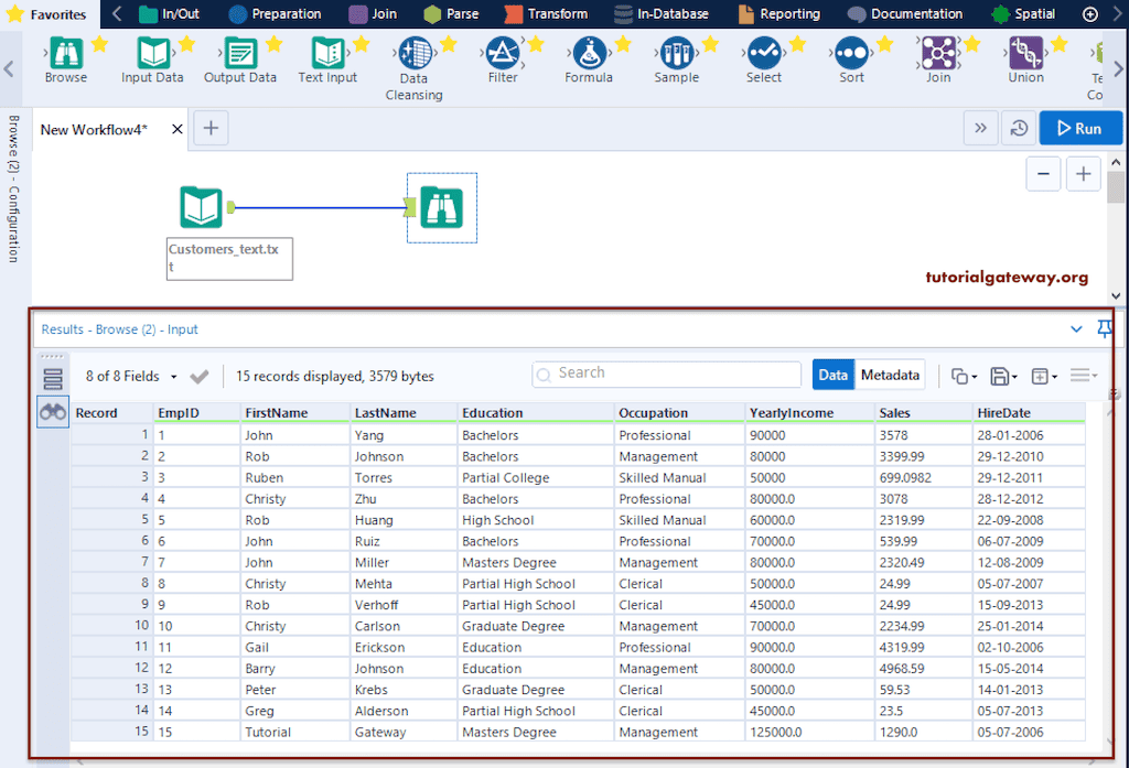 Read Text File in Alteryx and display the records