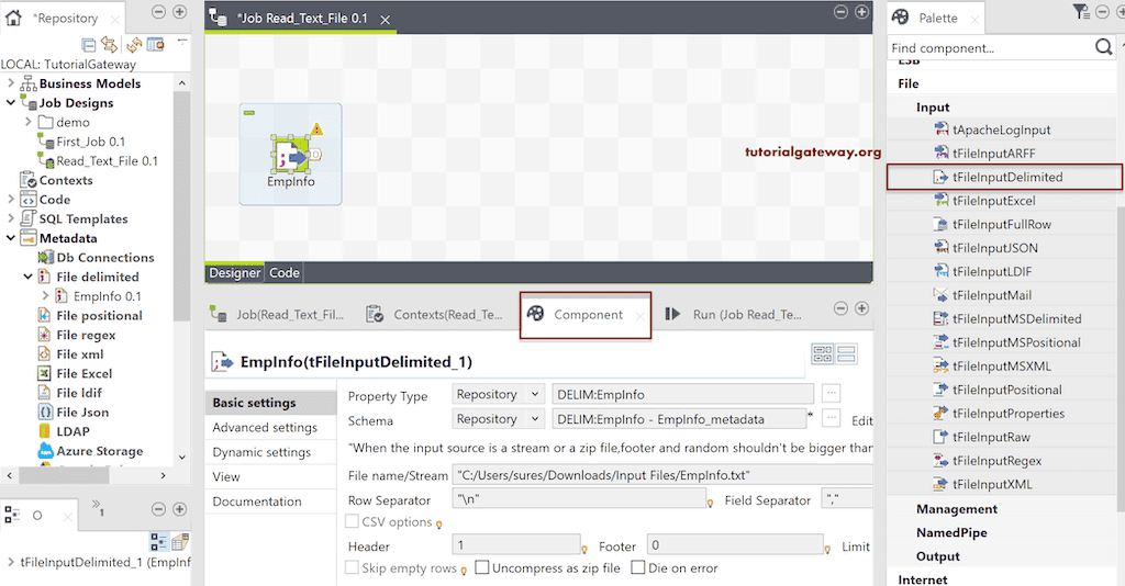 Read Text File in Talend 13