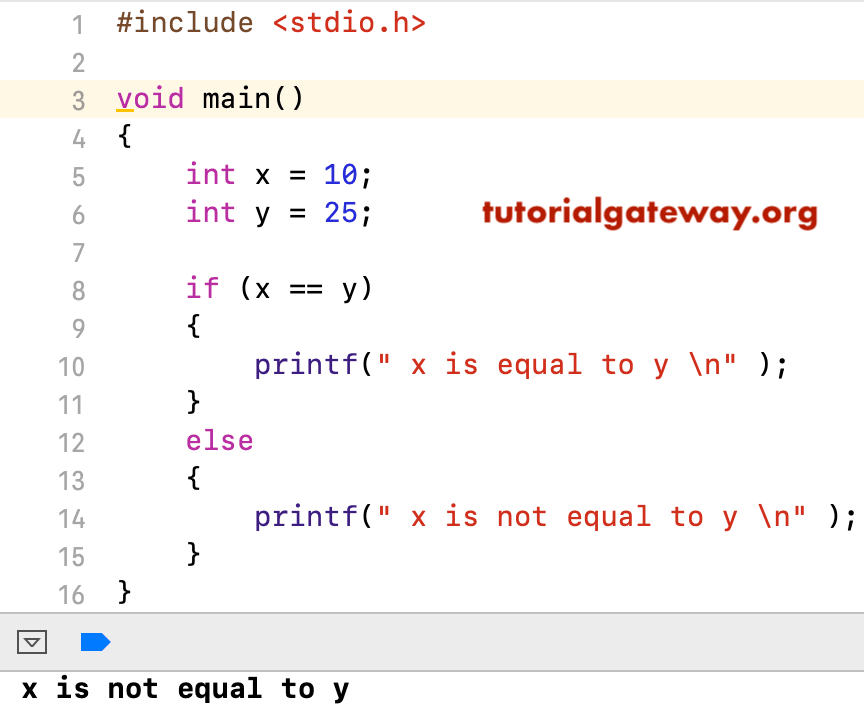 Relational Operators inside IF Else Statement Example