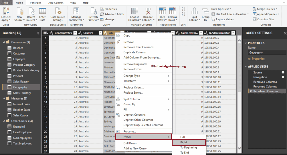 Remove or Reorder Columns 11