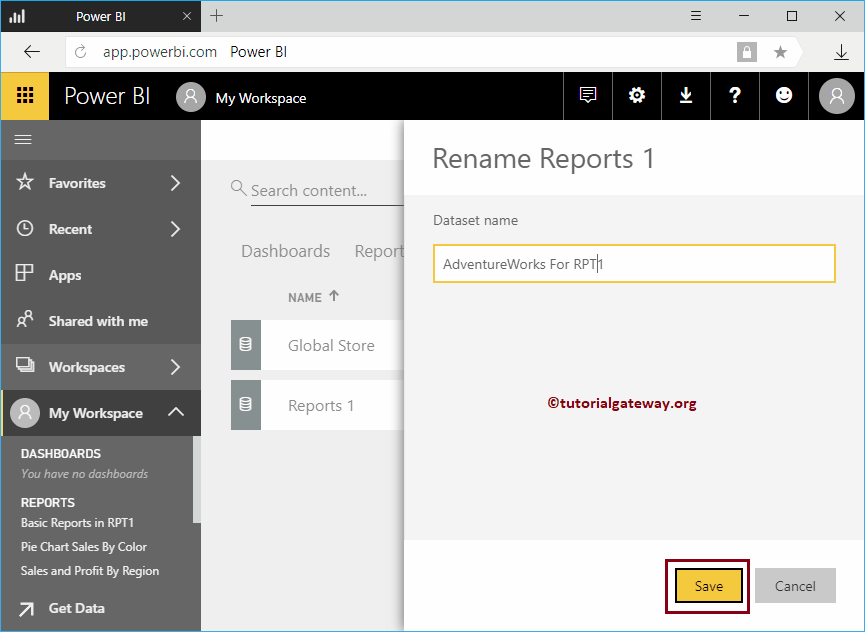 Rename a Dataset in Workspace 6