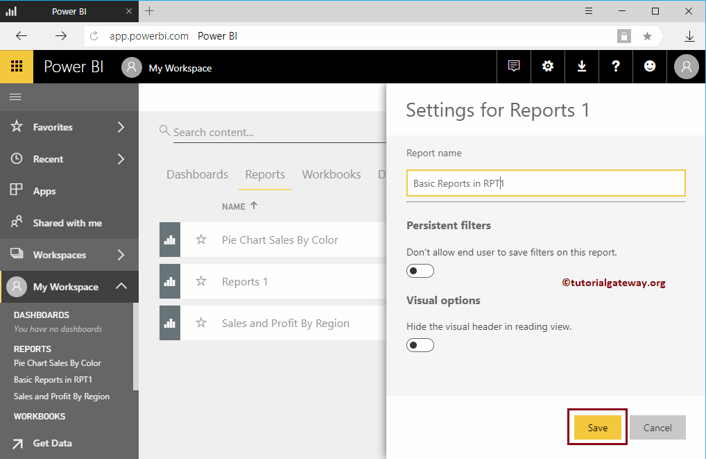 Rename a Report in Workspace 5