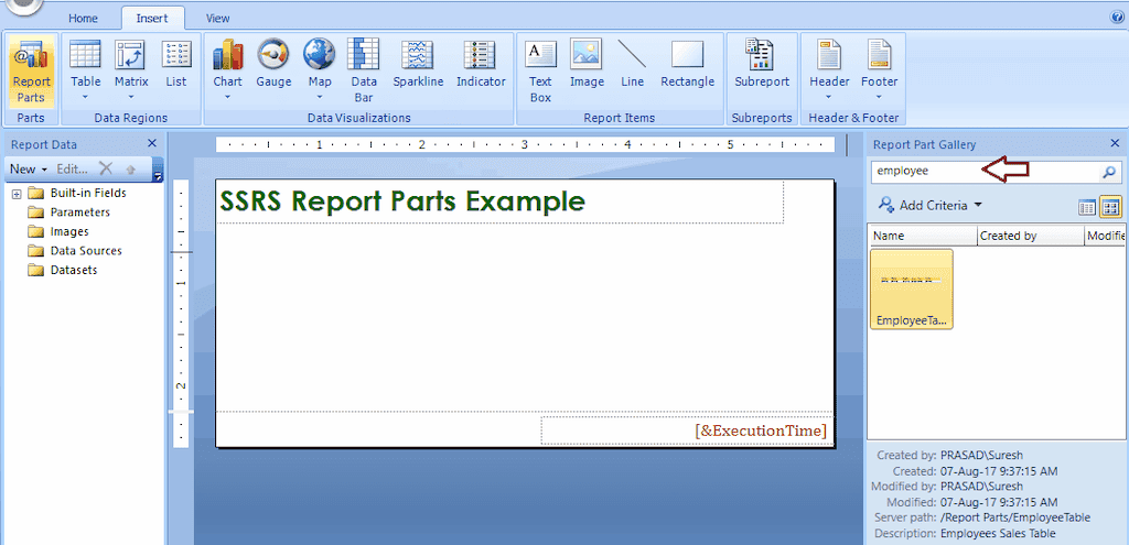 Search Report Parts Gallery