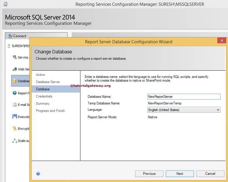 Reporting Services Configuration Manager 12