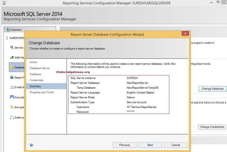 Reporting Services Configuration Manager 14