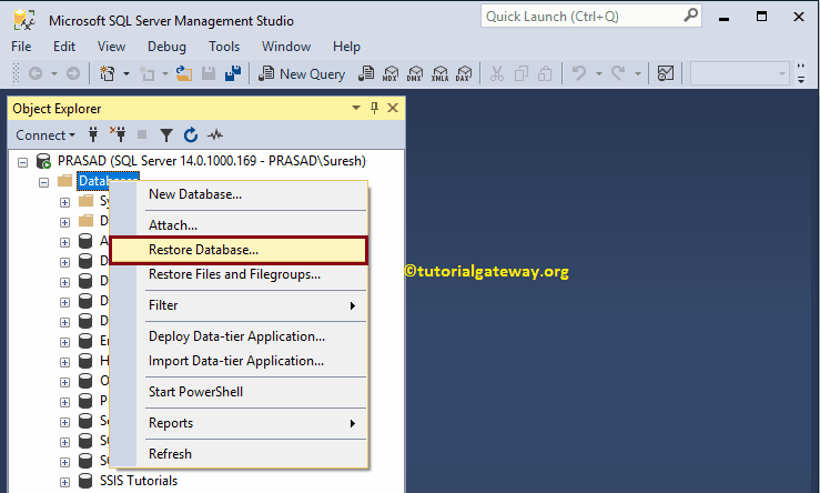 Restore Database using BAK 4