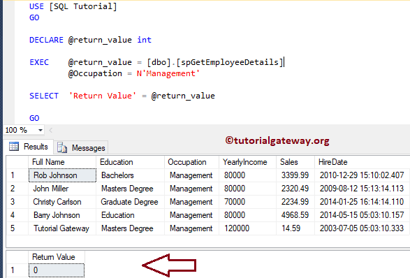 Return Values in Stored Procedure 4