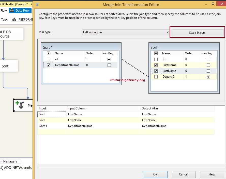 Right Outer Join in ssis Using Merge Join Transformation 12