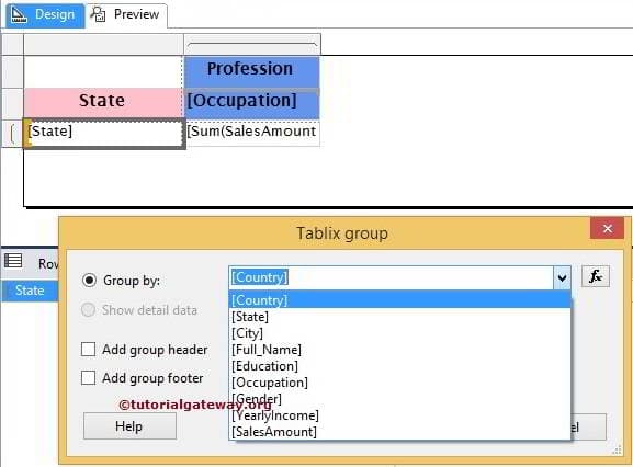 Row Grouping in Matrix Report 3