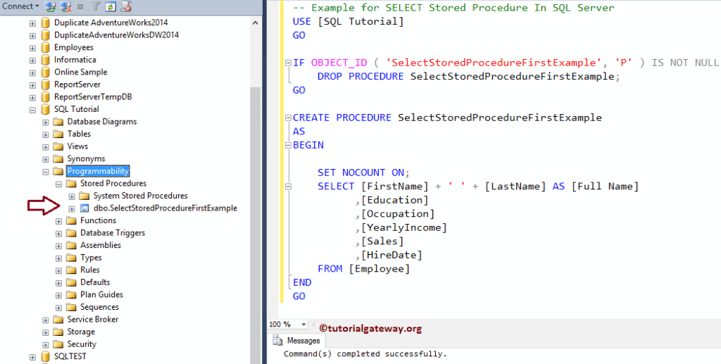 SELECT Stored Procedure in SQL Server 1