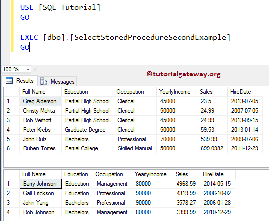 SELECT Stored Procedure 4