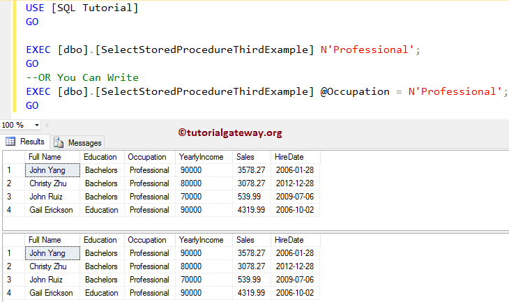 SELECT Stored Procedure 7