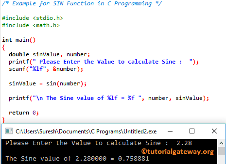 SIN Function Example 1