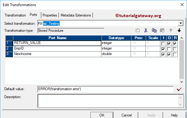 edit Stored Procedure Transformation 15