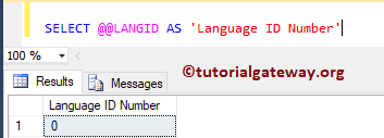 SQL @@LANGID 1