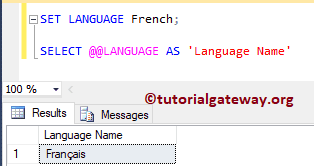 Set LANGUAGE French 2