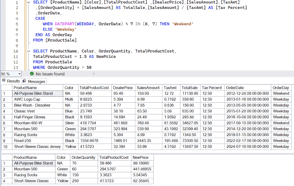 SQL Arithmetic Multiplication, Division, and Modulus Operators
