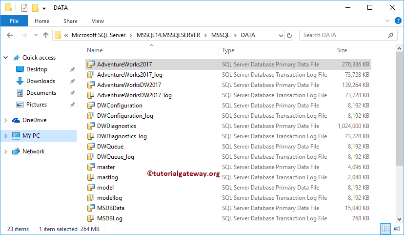 The list of MDF and LDF files in a Hard drive 2