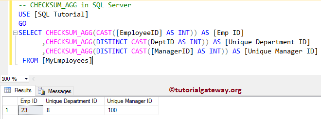 SQL CHECKSUM_AGG Function 3