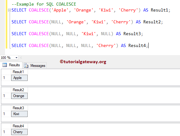 COALESCE Function Return First Not Null Value 0