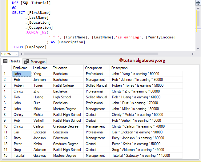 CONCAT_WS Function 3