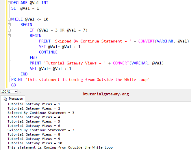 CONTINUE Statement 1