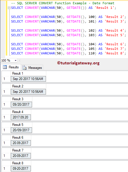 SQL Server CONVERT Function to Format DATE 1