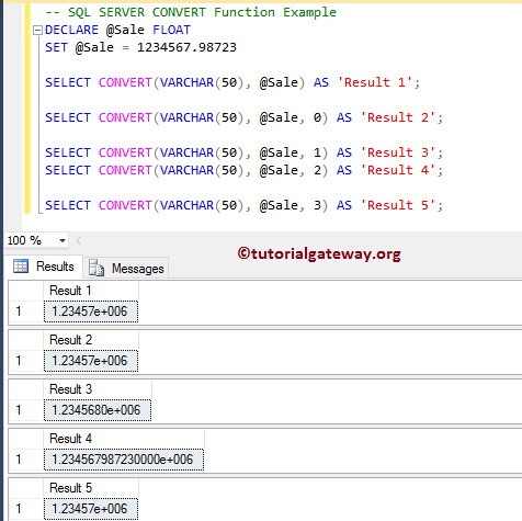 convert Float to Varchar Example 3