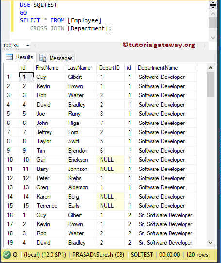 SQL CROSS JOIN Select * 3