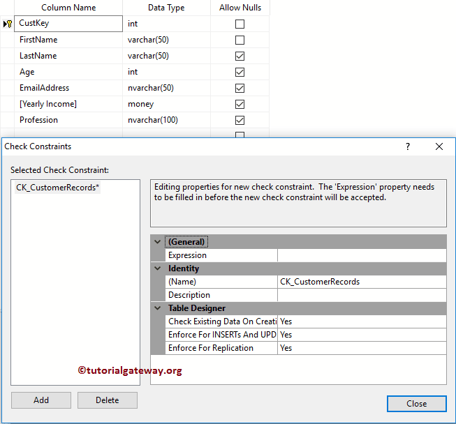 Table in Design Mode 5
