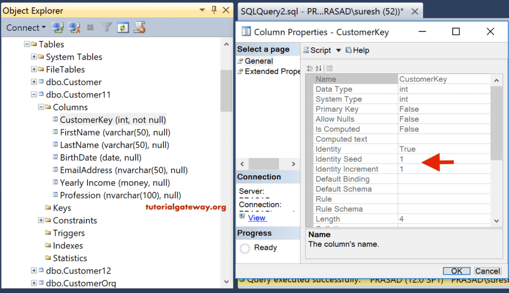 SQL Create Table With IDENTITY Column Example 4