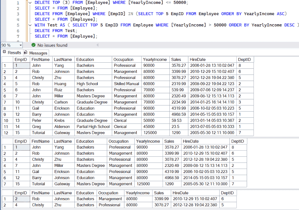 Delete and TOP clause