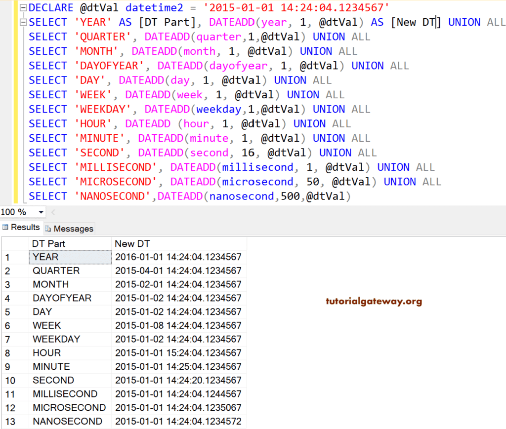 SQL Server Dateadd Function 1